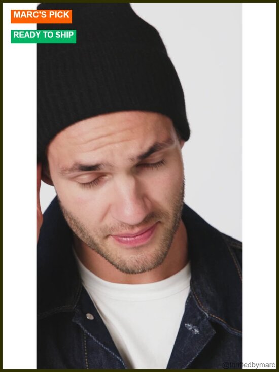 100% Cashmere Ribbed Beanie, Stretch Fit, Pull-On, Unisex Adult